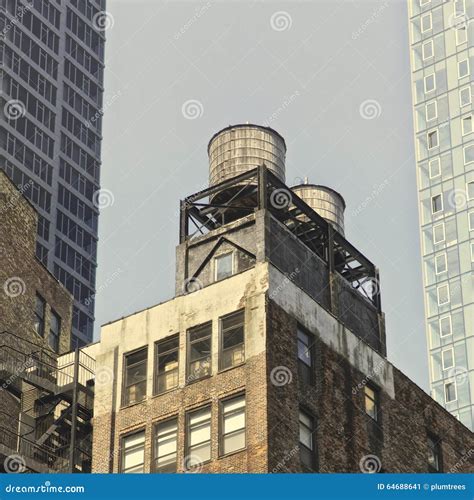 Water Tank NYC Stock Image Image Of Downtown Background 64688641