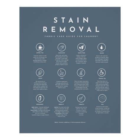 Stain Removal For Laundry Guide Symbols Care Poster Zazzle Stain