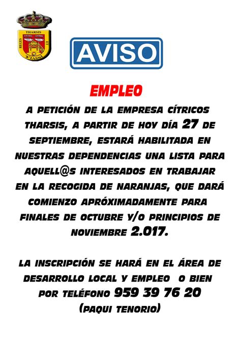 Aviso Empleo C Tricos Tharsis