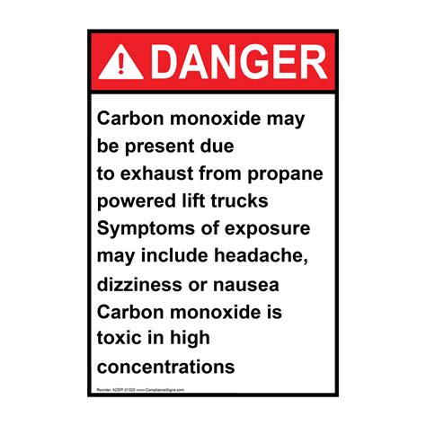 Vertical Carbon Monoxide May Be Present Sign ANSI Danger