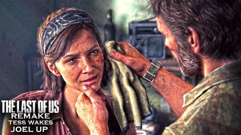 The Last Of Us Part 1 Ps5 Remake Tess Wakes Joel Up Cutscene Reaction Ps5 Full Game Youtube