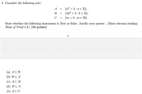 Solved 4 Consider The Following Sets