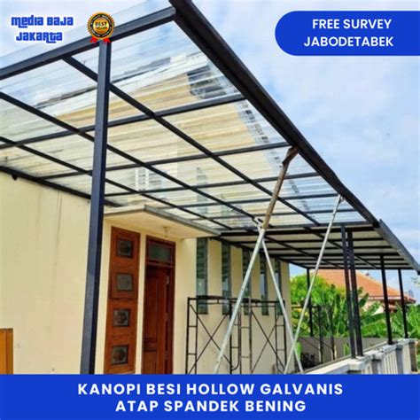 Jual Kanopi Besi Hollow Galvanis Atap Spandek Transparan Jakarta