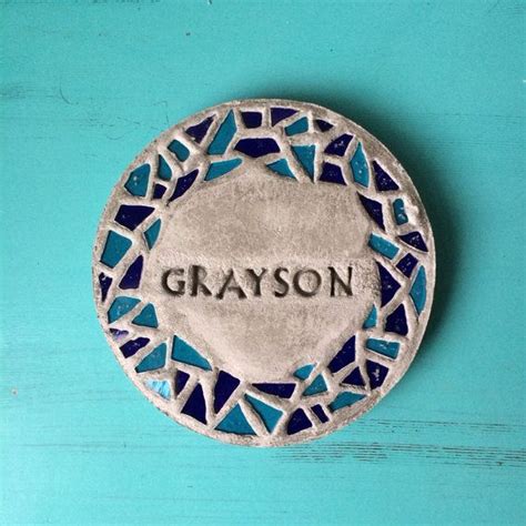 Personalized Garden Stepping Stone With Mosaic Glass Rim Etsy