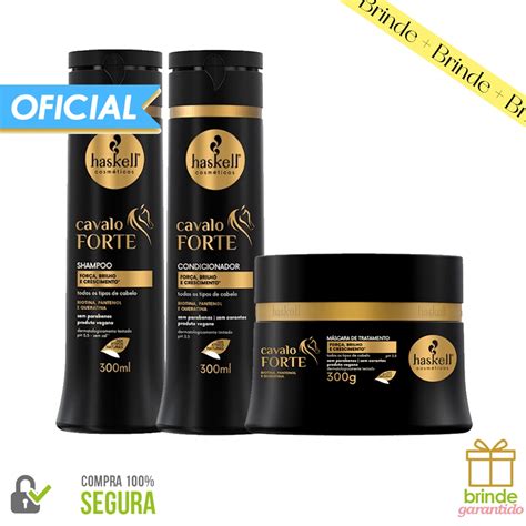 Kit Cavalo Forte Shampoo Condicionador 300ml E Mascara 300g Haskell