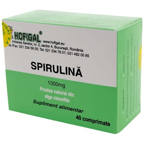 Spirulina 1000mg 40 Capsule Hofigal Drmax Farmacie