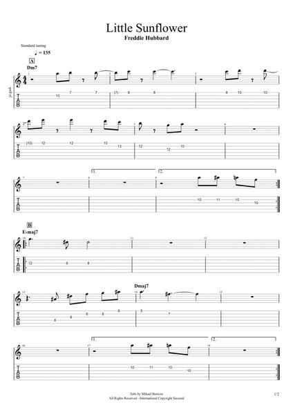 Little Sunflower By Freddie Hubbard Guitar Tablature Digital Sheet Music Sheet Music Plus