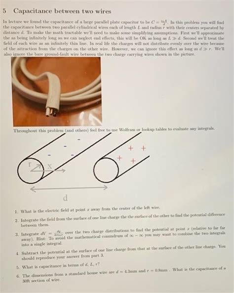 5 Capacitance Between Two Wires In Lecture We Found