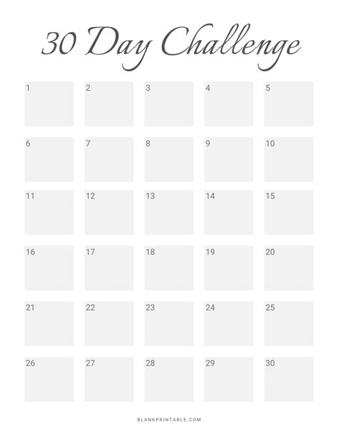 30 Day Challenge Tracker Printable Template Habit And Fitness Calendar