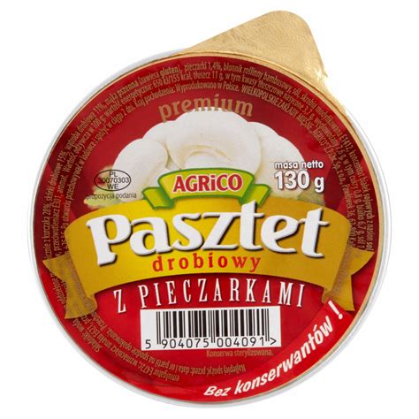 Agrico Premium Pasztet Drobiowy Z Pieczarkami 130 G Kalorie KJ I