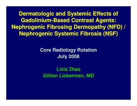 Pdf Dermatologic And Systemic Effects Of Gadolinium Based Contrast