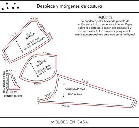 Molderia imprimible Corpiño con arco entero corte horizontal en aro y coleta para atar bikini