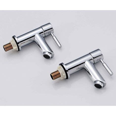 Pair Bathroom Sink Twin Taps Bath Basin Mini Mixer Modern Chrome Hot