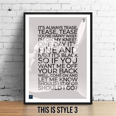 Should I Stay or Should I Go Lyrics Print the Clash Inspired - Etsy