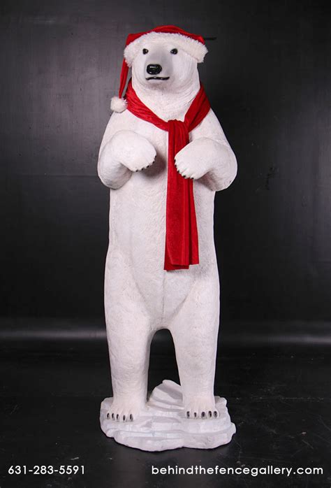 Standing Christmas Polar Bear Statue Standing Christmas Polar Bear Statue Life Size Statues