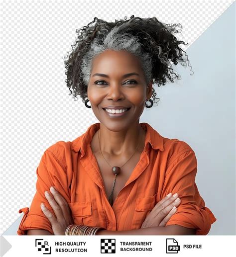 Fondo Transparente Mujer Afroamericana De Mediana Edad Sonriendo Feliz