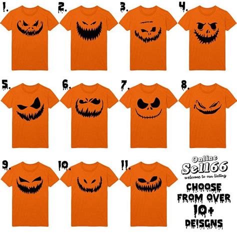 Pumpkin Face Orange T Shirt Halloween Costume Shirt Stencil Halloween