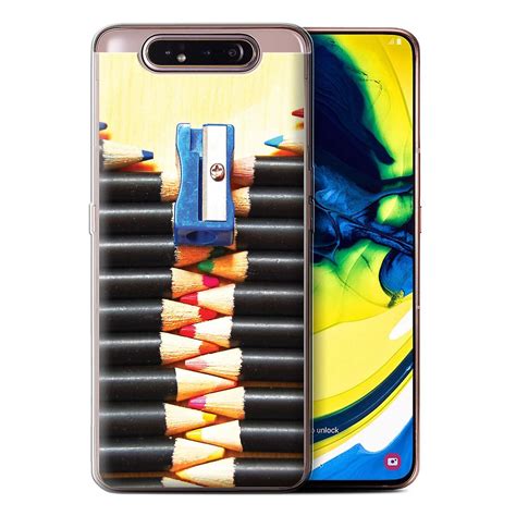 STUFF4 Gel TPU Case Cover For Samsung Galaxy A80 2019 Pencils Zip