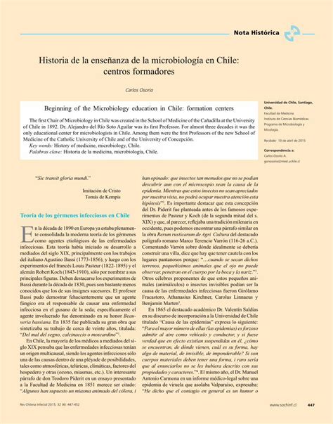 PDF Historia de la enseñanza de la microbiología en Chile la