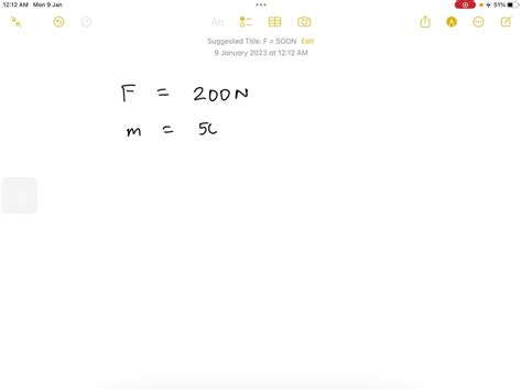 Solved A Constant Force Of 200 N Acts For 10 Seconds On A Body Initially At Rest The Mass Of