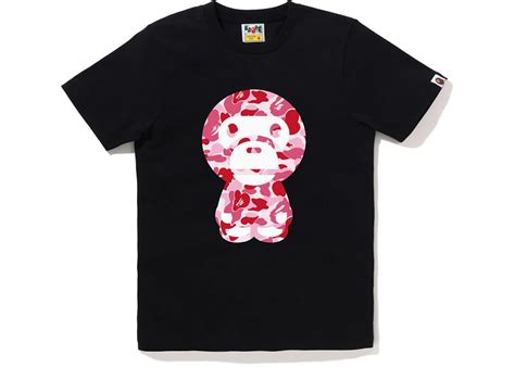 Bape Womens Abc Camo Big Baby Milo Tee Black Pink Ss22 Us