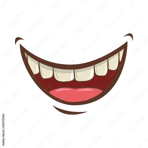 cartoon mouth  teeths  happy expression  white background