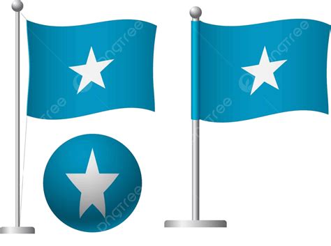 Somalia Flag On Pole And Ball Icon National Pole Somalia Flag Vector