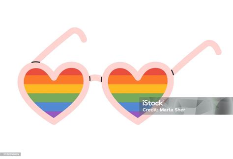 Lgbt Rainbow Heart Glasses Symbol Of Lgbtq Pride Community Vector Illustration In Hand Drawn