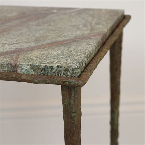 Textured Wrought Iron Taper Leg Side Table With Verdigris Finish And