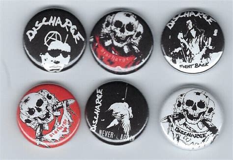 DISCHARGE Set Of 6 1 Pins Buttons Badges D Beat Crust Punk Hardcore