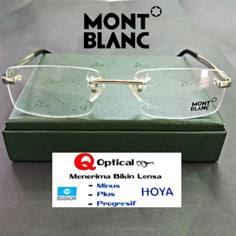 Jual Kacamata Frame Pria Mont Blanc C4 Titanium Silver Rimless Elegan