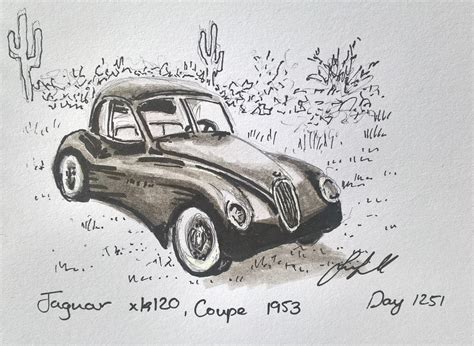 Todays Daily Sketch Of A Jaguar Xk120 1953 Rdrawing