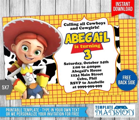 Toy Story Jessie Invitation Toy Story Jessie By Templatemansion