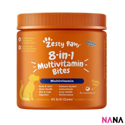 Zesty Paws 8 In 1 Multivitamin Bites Chicken Flavor 90 Soft Chews Exp