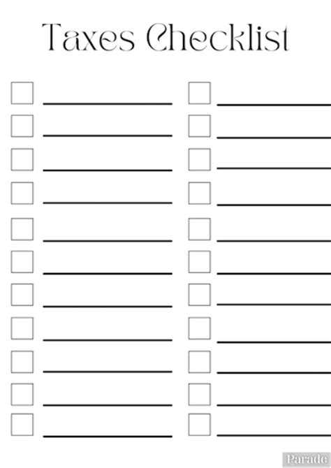 Printable Tax Checklists Parade