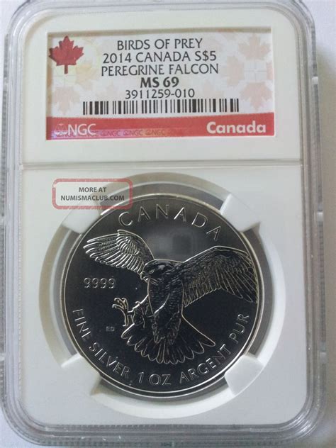 Certified 2014 Canadian Silver Peregrine Falcon 1 Oz Ms69 Ngc