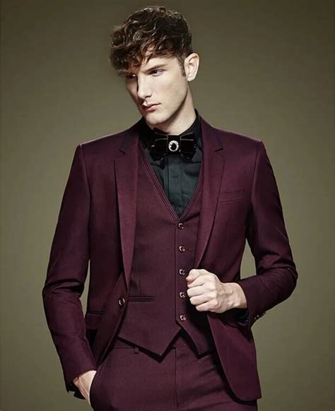 New Arrivals Burgundy Wine Red Men Suits Slim Fit Custom Made Groom