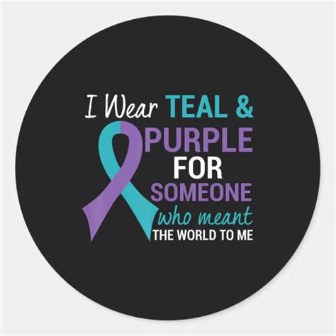 Semicolon Teal And Purple Ribbon Suicide Awareness Classic Round Sticker Zazzle