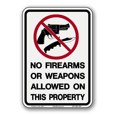 No Firearms Or Weapons Allowed Decals