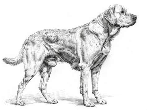 Labrador Retriever Drawing Golden Retriever Dog with Focus on Ear and Snout | Premium AI
