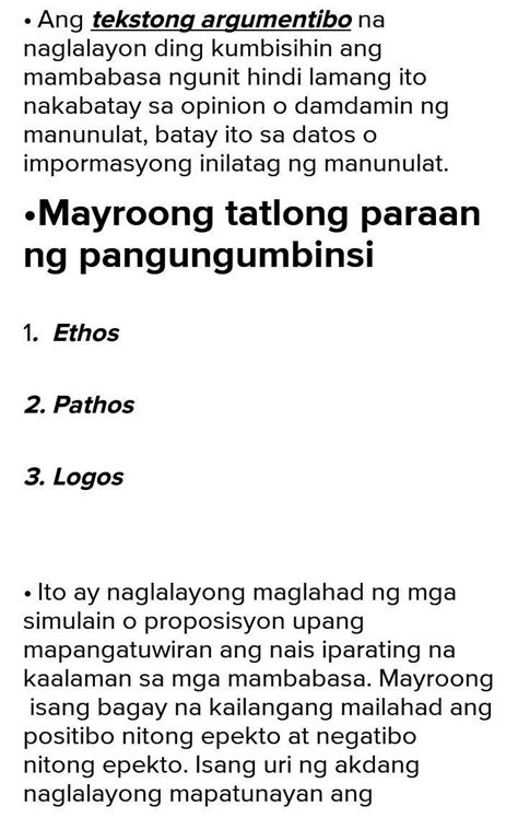 ano ang kahulugan sa bawat letra ng salitang argumentoâ Brainly ph