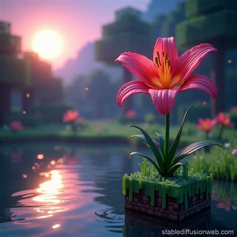 cosmic lily wallpaper  minecraft grass block stable diffusion