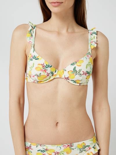 Esprit Bikini Oberteil Mit B Gel Und Allover Muster Gelb Online Kaufen