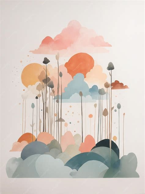 Premium AI Image | a watercolor painting of clouds and clouds in a ...