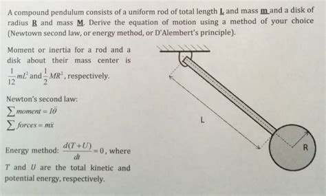 Solved: A Compound Pendulum Consists Of A Uniform Rod Of T... | Chegg.com