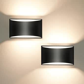 LOHAS Black Modern LED Wall Sconces Set Of Two Up And Down Sconces