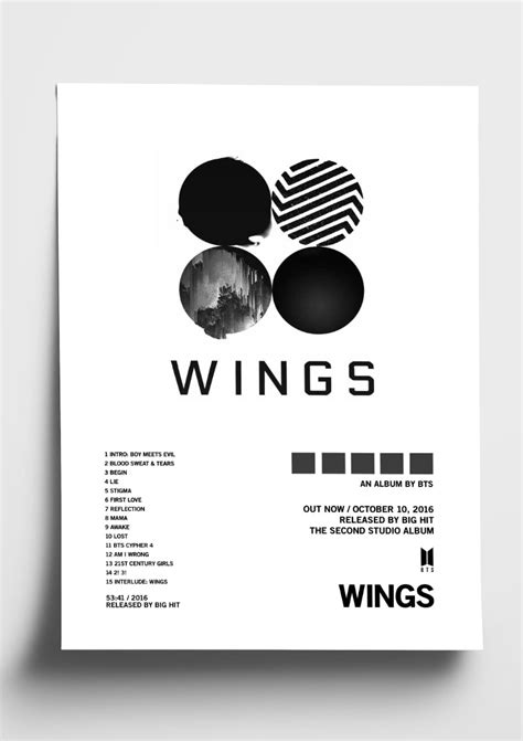 BTS 'Wings' Album Art Tracklist Poster – The Indie Planet