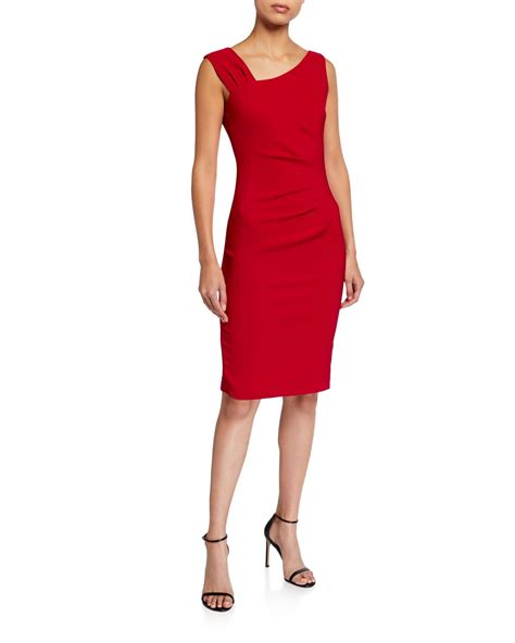 Laundry By Shelli Segal Asymmetrical Stretch Double Weave Dress