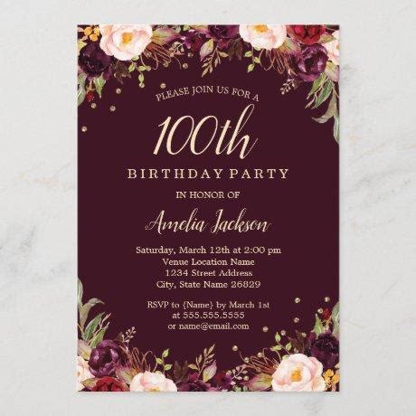 100th Birthday Invitations Birthday Invites