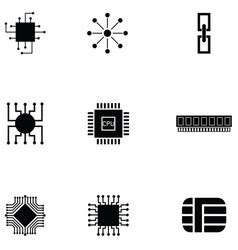 Microchip Icon Set Royalty Free Vector Image VectorStock